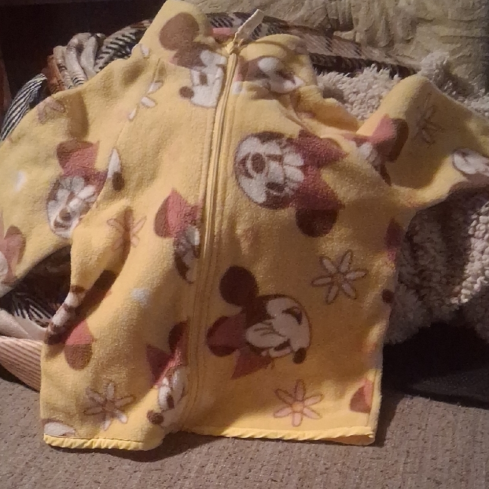 Disney Kids' Yellow Minnie & Mickey Mouse Fleece Full-Zip Jacket 4T
